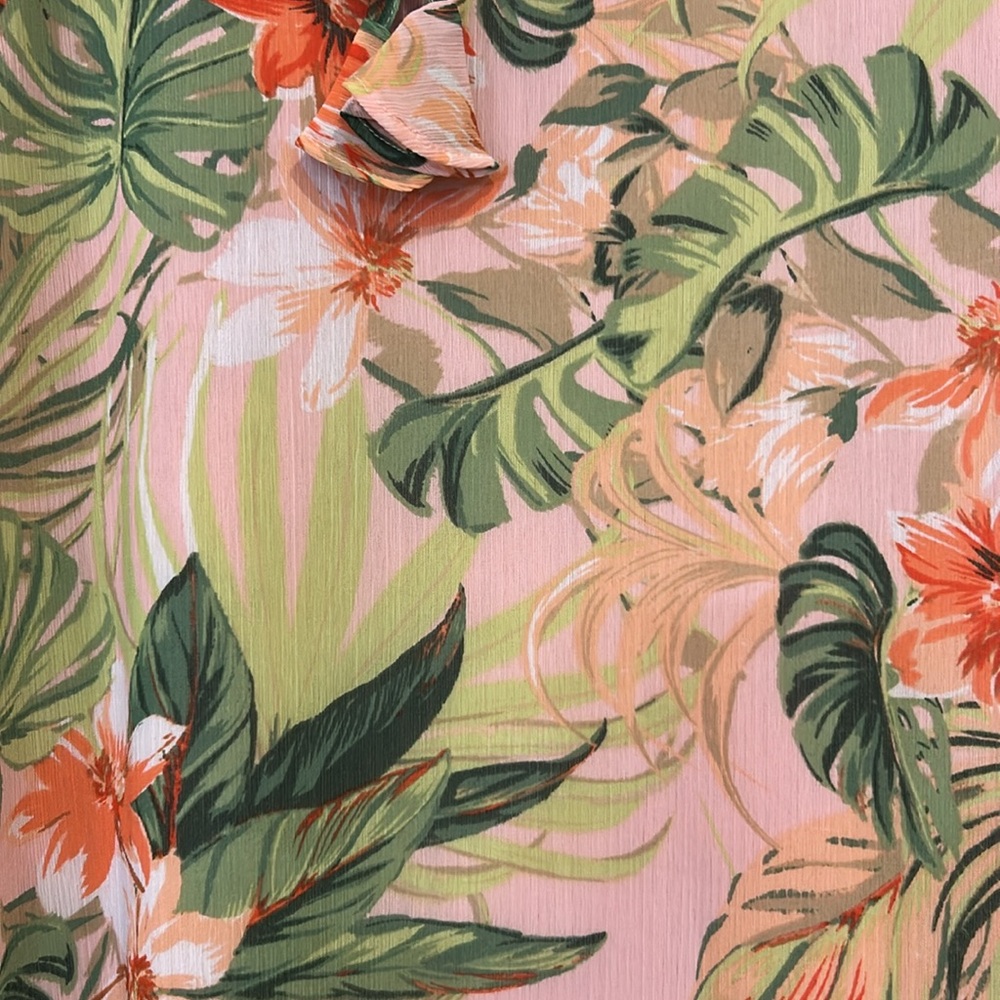 J. Jill Tropical Floral Print Lined Chiffon 3/4 Sleeve Tunic Top XL - Picture 2 of 13